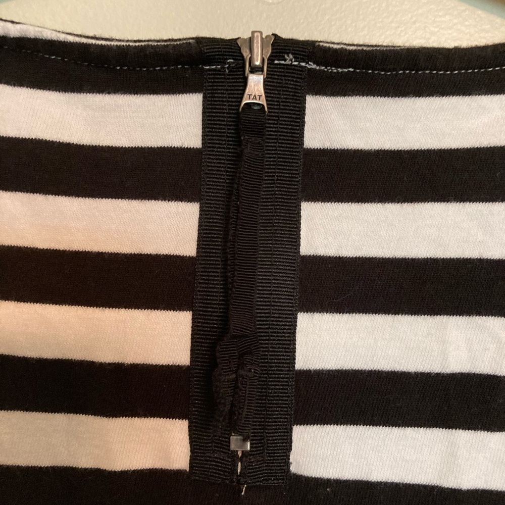LOFT Black & White Striped Sleeveless Tank Top Cotton Classic Preppy Nautical S - Picture 2 of 5